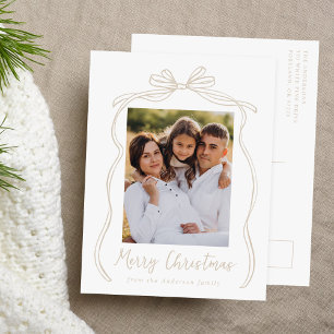 Vintage-Taupe-Schleife Frohe Weihnachten Foto