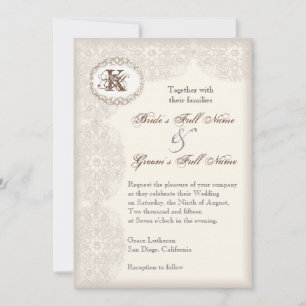 Vintage Taupe Spitze - Hochzeitseinladung Einladung
