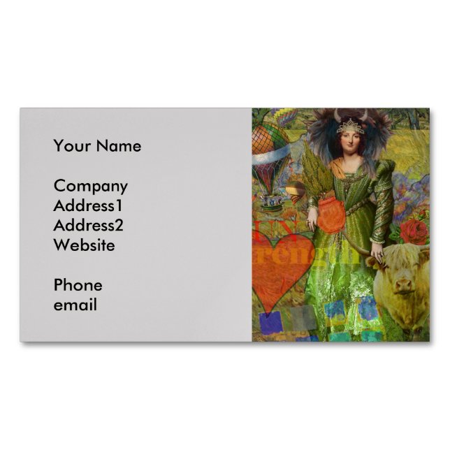 Vintage Taurus Classic Frauenportrait Gotische Kun Magnetische Visitenkarte (Vorderseite)