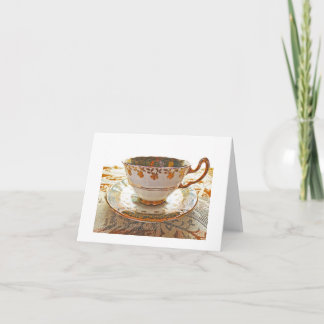 Vintage Tea Cup Blank Card Thanks/Get Well/Hello Dankeskarte