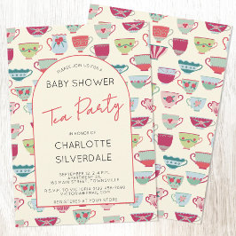 Vintage Tea Party Baby Shower Einladung