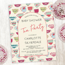 Vintage Tea Party Baby Shower Invitation Postkarte