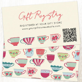 Vintage Teacup Baby Shower Gift Registry QR code Begleitkarte