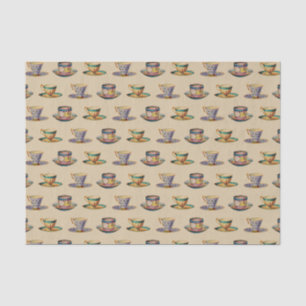 Vintage Teacups-Muster-Beige Seidenpapier