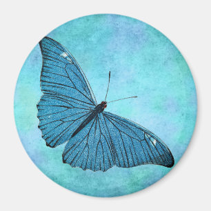 Vintage Teal Blau Schmetterling 1800er Illustratio Magnet