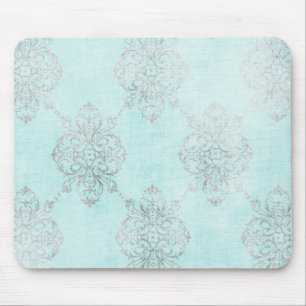Vintage Teal Damast-Mauspad Mousepad