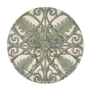 Vintage Teal-Farn Art Nouveau-Ornament Quadrat  Schneidebrett