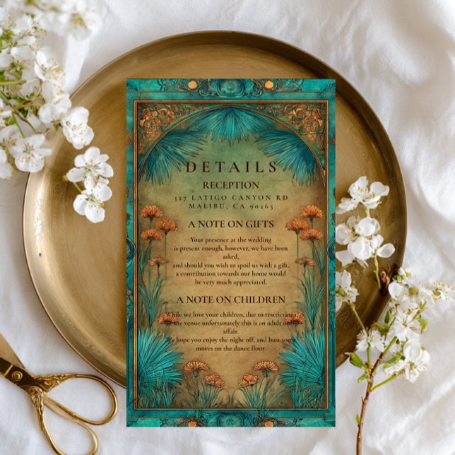 Vintage Teal Garden Islamic Wedding Begleitkarte (Von Creator hochgeladen)