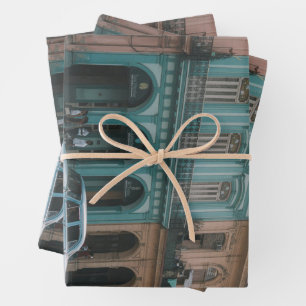 Vintage Teal Oldtimer Havanna Kuba Kolonialstil Geschenkpapier Set