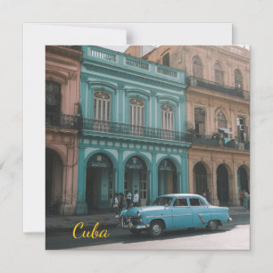 Vintage Teal Oldtimer Havanna Kuba Kolonialstil  Magneteinladung