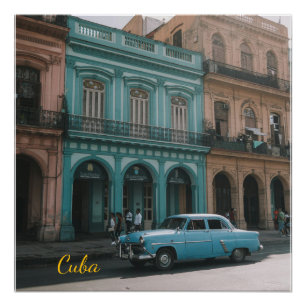 Vintage Teal Oldtimer Havanna Kuba Kolonialstil  Poster