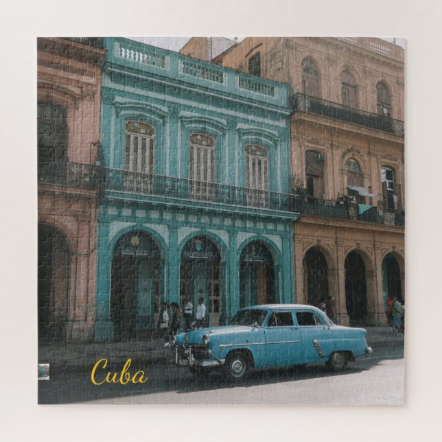 Vintage Teal Oldtimer Havanna Kuba Kolonialstil  Puzzle (Vertikal)