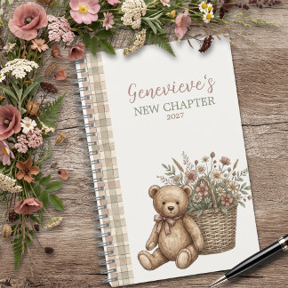 Vintage Teddy Bär Neues Kapitel Botanisches Erinne Notizbuch