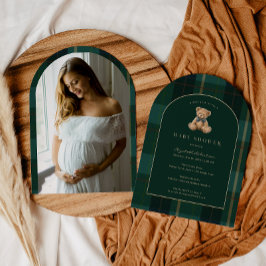 Vintage Teddy Bear Plaid Polo Baby Shower Einladung