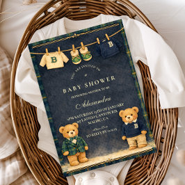 Vintage Teddy Bear Preppy Baby Shower Einladung