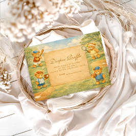 Vintage Teddy Bear Sports Diapper Raffle Begleitkarte