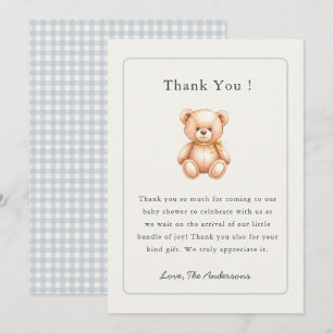 Vintage-Teddybär Baby Boy Baby-Party Dankeskarte