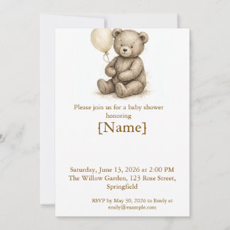 Vintage-Teddybär-Baby-Shower, editierbar Einladung