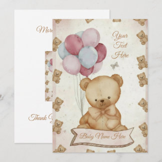 Vintage-Teddybär-Baby-Shower-Einladung Einladung