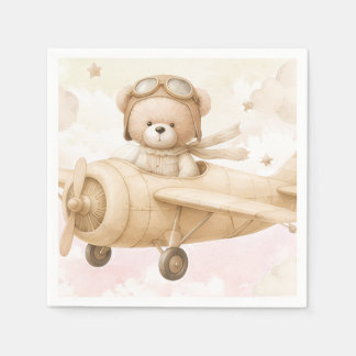 Vintage-Teddybär-Baby-Shower-Einladung Serviette