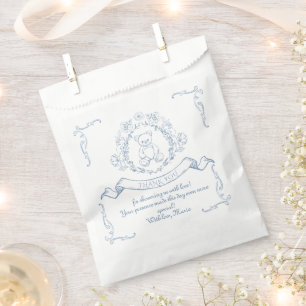 Vintage Teddybär Chinoiserie Toile Babyparty Geschenktütchen