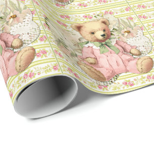 Vintage Teddybär-Darstellung Geschenkpapier