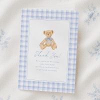 Vintage-Teddybär-Gingham-Baby-Shower-Einladung