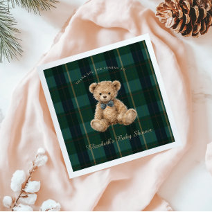 Vintage-Teddybär-Karopolo-Babyparty Serviette