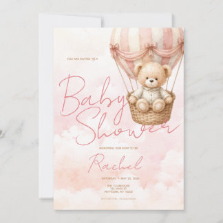 Vintage-Teddybär-Mädchen-Baby-Shower-Einladung Einladung