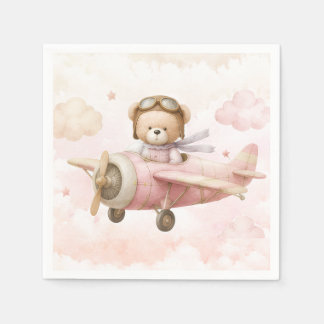 Vintage-Teddybär-Mädchen-Baby-Shower-Einladung Serviette