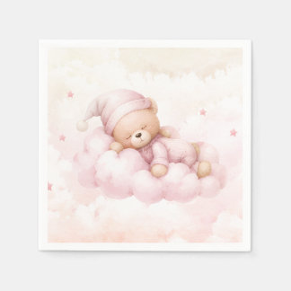 Vintage-Teddybär-Mädchen-Baby-Shower-Einladung Serviette