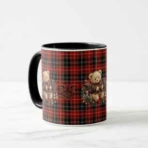 Vintage Teddybär-Tartan-Karo-Weihnachten Tasse