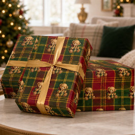 Vintage-Teddybär-Tartan-Weihnachten  Geschenkpapier
