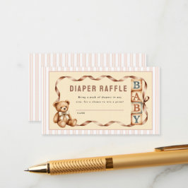 Vintage-Teddybär-Windel-Raffle-Baby-Party Begleitkarte