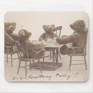 Vintage Teddybären, Liebe du Honig? Mousepad