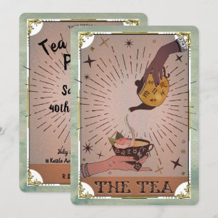 Vintage-Tee- & Tarot-Hexenkessel-Geburtstagsfeier Einladung