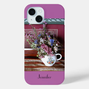 Vintage Teekanne Blume Orchid Lila, Name Case-Mate iPhone Hülle