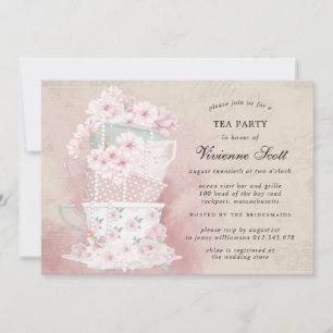 Vintage-Teeparty-Aquarell-Junggesellinnenabschied Einladung