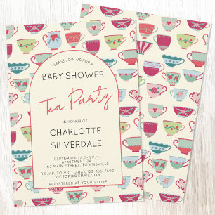 Vintage-Teeparty-Baby-Shower Einladung