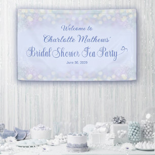 Vintage-Teeparty-Brautabschied in Blau Willkommen Banner