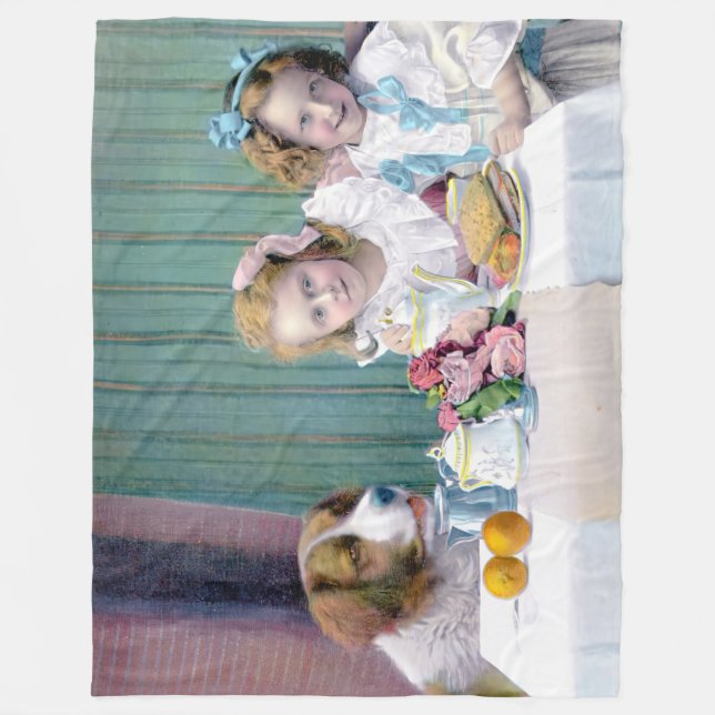 Vintage-Teeparty  Fleecedecke (Vorderseite)