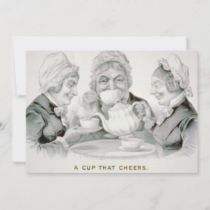 Vintage-Teeparty-Freunde, Eine Tasse, die erfreut  Einladung
