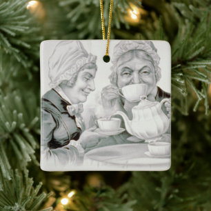 Vintage-Teeparty-Freunde, Eine Tasse, die erfreut  Keramikornament