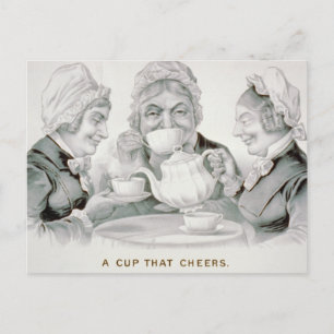 Vintage-Teeparty-Freunde, Eine Tasse, die erfreut  Postkarte
