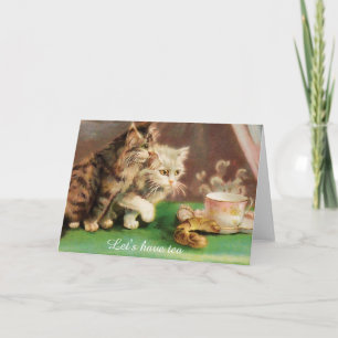 Vintage-Teestunden-Katzen individuell Karte