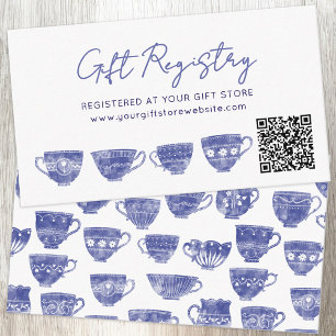 Vintage-Teetassen-Baby-Shower-Geschenkregistry-QR- Begleitkarte