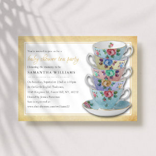 Vintage-Teetassen-Baby-Shower-Teeparty Einladung