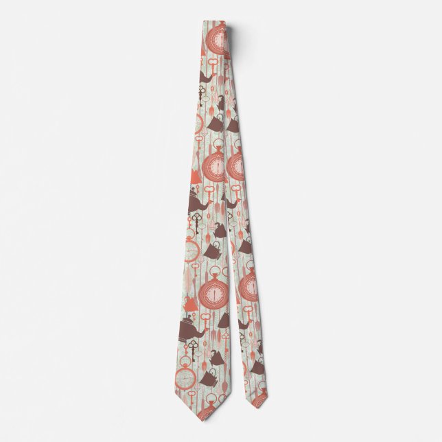Vintage-Teetime-Muster Krawatte (Vorderseite)