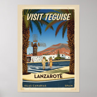 Vintage Teguise Lanzarote Spanien Reiseplakat Poster