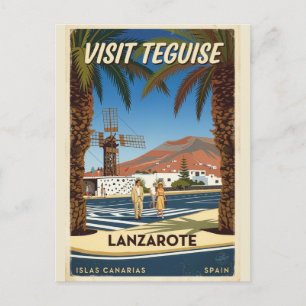 Vintage Teguise Lanzarote Spanien Reiseplakat Postkarte